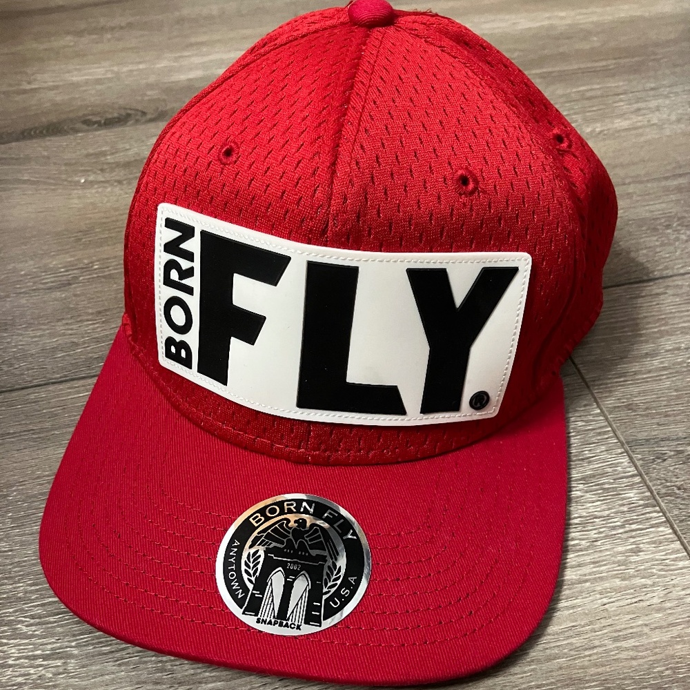💐Y2K Born Fly Baseball Hat Cap Snapback Red White Anytown USA